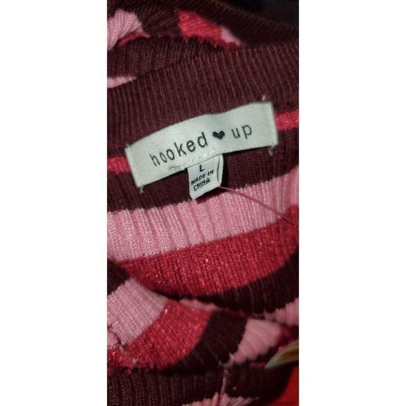 Hooked Long Sleeve Striped Pullover  L Pink - Picture 2 of 8